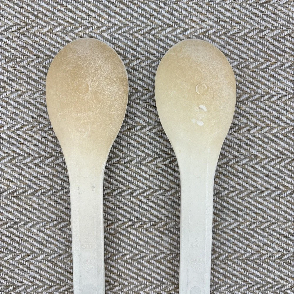 2 Rubbermaid #1973 White Nylon Plastic Serving Spoon Heavy Duty 12.5-inch USA